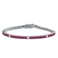 thumbnail image 2 of sterling silver 14k gold plated Ruby Emerald Sapphire and simulated diamond Bracelet, 925 Sterling Silver, Tennis Bracelet, Birthstone Bracelet, Three Stone Jewelry, Gift For Friend, 2 of 5