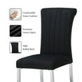 thumbnail image 3 of Leovanni Set of 2 Velvet Dining Chairs, Channel Tufted High Back, Silver Metal Legs, Black Fabric, 3 of 6