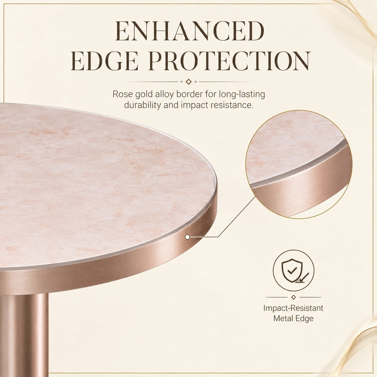 Aukfa 31.5" Round Sintered Stone Dining Table for 2-4, Kitchen Table Tulip Table with Rose Gold Pedestal Base for Bistro Small Apartment,Blush Pink