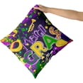thumbnail image 6 of Mardi Gras Throw Pillow Cover 18x18 Inch Set of 2, Gnome Carnival Mask Beads Masquerade Party Decor Throw Pillows Decorative Cushion Cases for Sofa Couch Fat Tuesday Festival Home Decoration, 6 of 6
