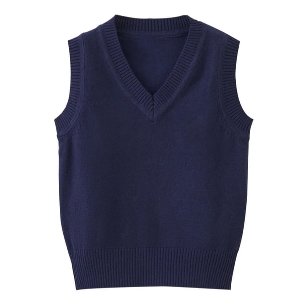 Odeerbi Niños de Punto Suéter V Cuello Chaleco Sin Mangas Suéter Chaleco Uniforme de La Escuela
