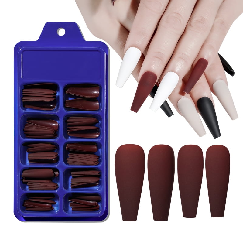 100pcs/Box Coffin False Nail Mixed Size Solid Color Matte Artificial Extension Form For Fake Nails Accessories Tips Fingernails*