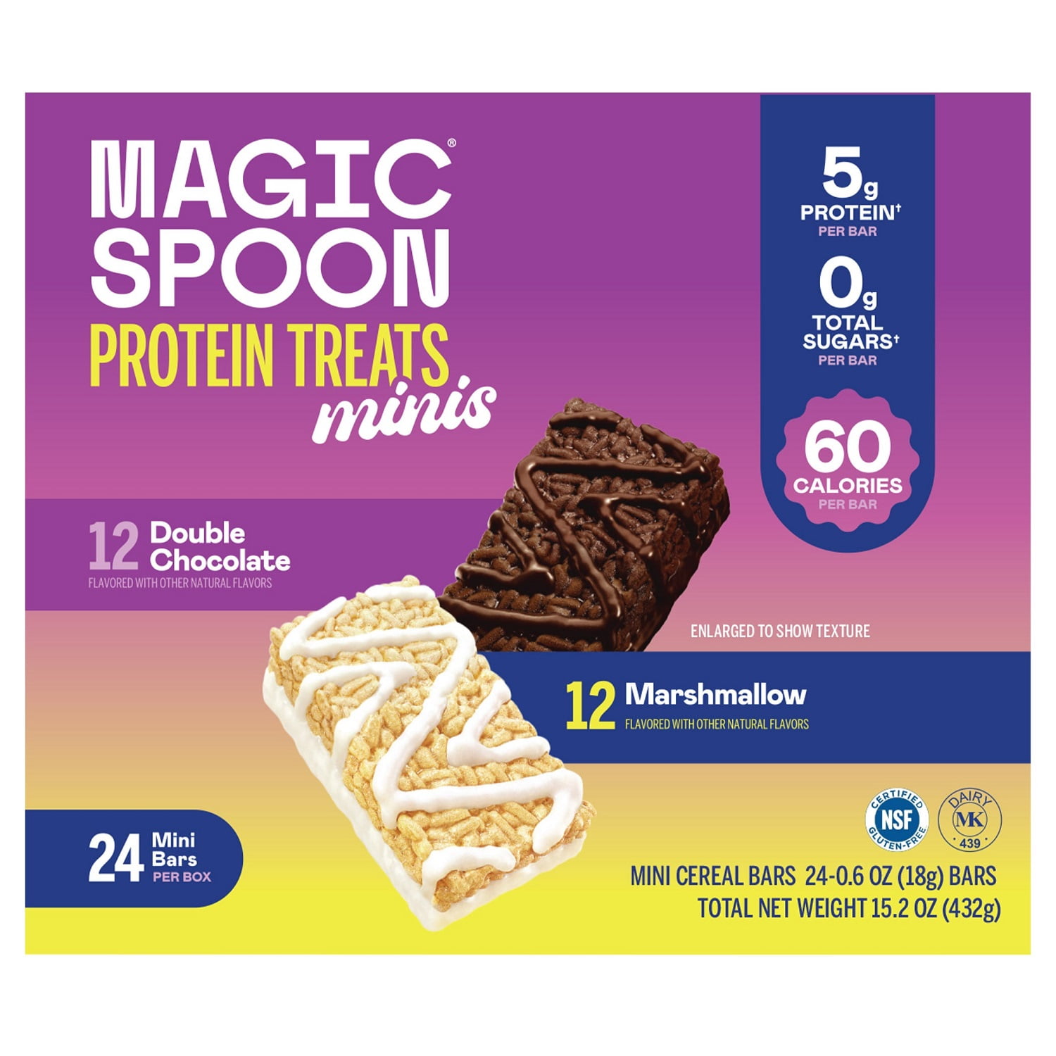Magic-Spoons Protein Treats Minis (24 Count.) Double Chocolate & Marshmallow, Keto Friendly, 5g Protein, Low Sugar, Gluten-Free Snack Bars