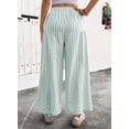 thumbnail image 5 of SHEWIN Women's Wide Leg Palazzo Pants Casual Elastic High Waisted Cotton Gingham Plaid Culottes Trousers with Pockets, 5 of 8
