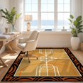 thumbnail image 3 of Design&I 6'x9' Ultra Soft Area Rug, Tan Warm Honey Basketball Design Dynamic Court Motif with Bold Border Fluffy Washable Non Shedding for Guest Room Bedroom Living Room, 3 of 7