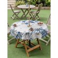 thumbnail image 3 of Outdoor Tablecloth with Umbrella Hole and Zipper, Blue Fall Pumpkins Round Table Cloth 60 Inch Waterproof Tablecloth, Thanksgiving Maple Leaf Tree Vintage Picnic Table Cover for Patio Camping, 3 of 7