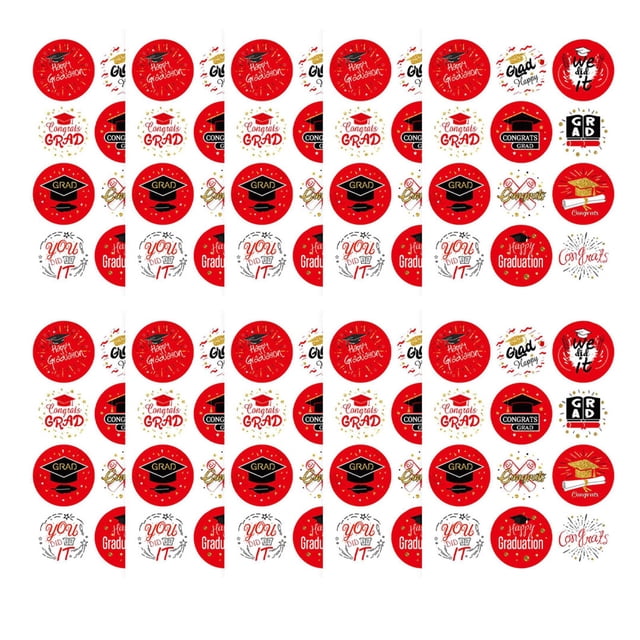 kjfeif 10 Pcs Autocollants Rouges de Collation des Grades, Étiquettes Rondes « Congrats Grad » pour Fête de la Promotion 2026 pour le Secondaire Ou le Cégep, Étiquettes-Cadeaux, Sacs-Cadeaux et Déco