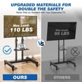 thumbnail image 4 of RTVR Black Rolling TV Cart Stand with Wheels for 32 to 83 inch TVs, Portable Mobile Height Adjuatable Shelf, 4 of 9