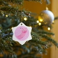 thumbnail image 7 of 3drose, Print of Cartoon Girly Worm on Pink Dots, 3 inch Snowflake Porcelain Ornament, 7 of 7