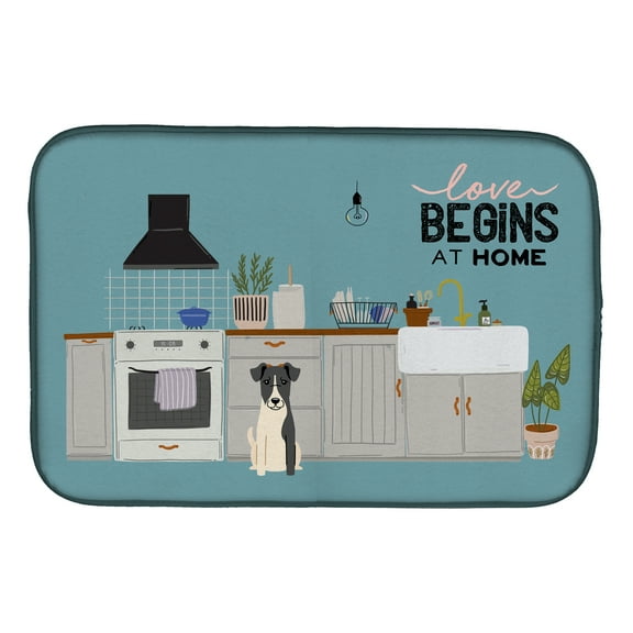 Smooth Fox Terrier Kitchen Scene Dish Drying Mat