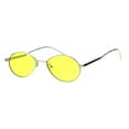 thumbnail image 2 of Mens Mod Oval Round Metal Rim Pimp Daddy Color Lens Sunglasses Silver Yellow, 2 of 4
