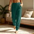 thumbnail image 2 of Women's Tapered Joggers with Pockets High Waist Elastic Drawstring Sweatpants, Ribbed Ankle Cuffs Casual Pants,L, 2 of 7