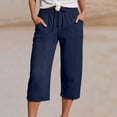 thumbnail image 2 of Wlynlyn Capri Pants for Women Casual Knee Length Capris Summer Straight Leg Loose Beach Cropped Pants with Pockets, 2 of 6