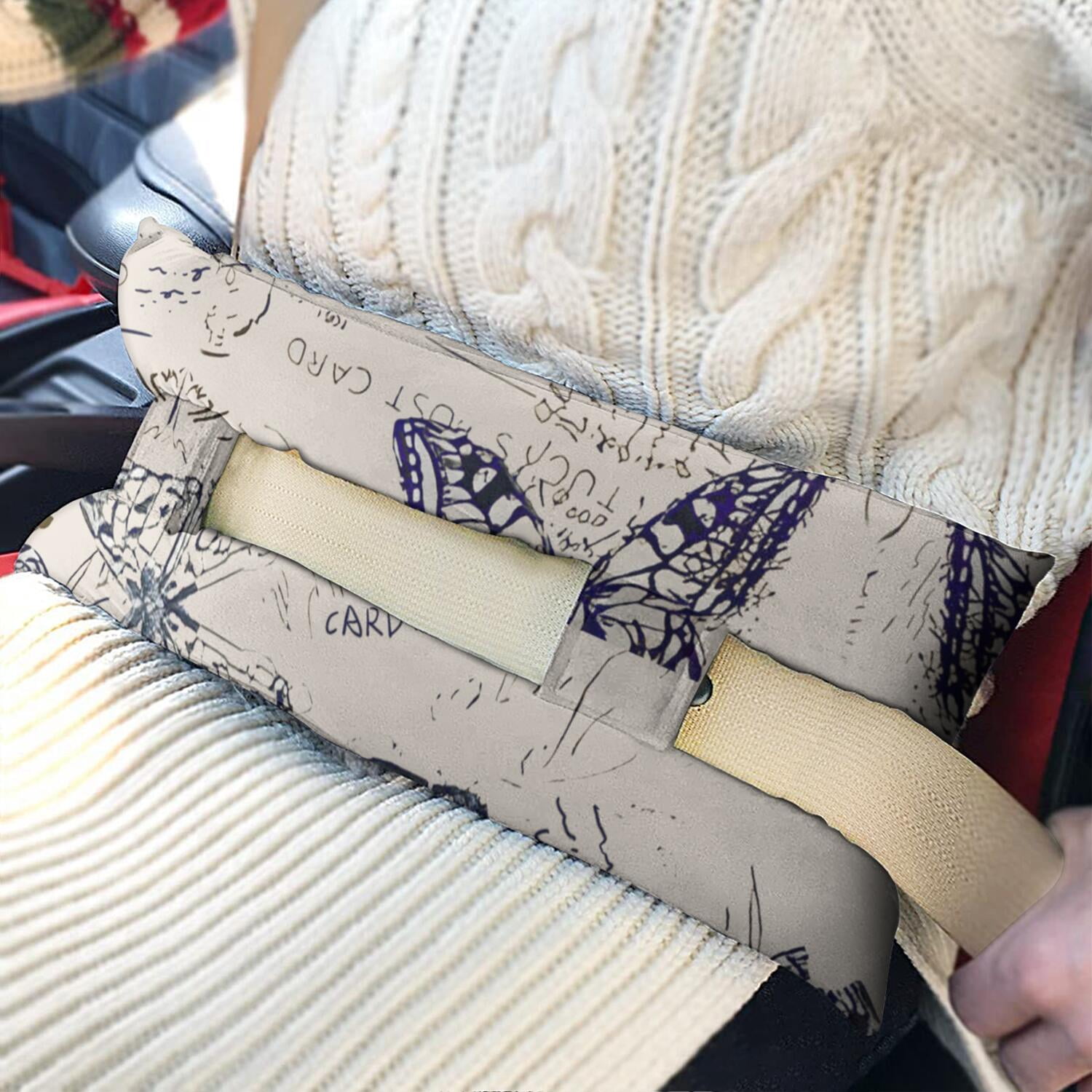 Colorful Butterfly Pattern Seatbelt Cushion for Surgery Recovery - Plush Mastectomy Pillow with Floral Print - Chest Protector for Car