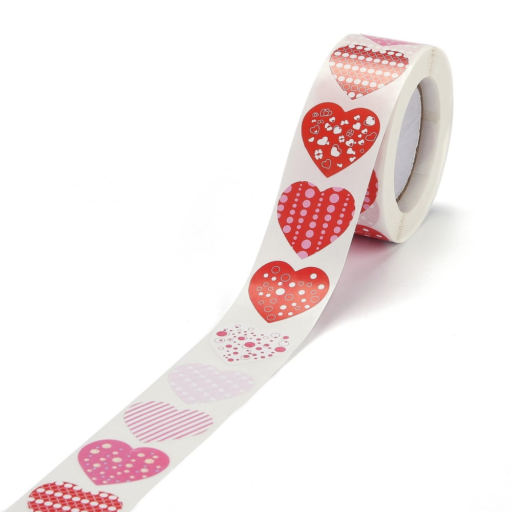 10rolls Self Adhesive Paper Stickers Heart Sticker Labels Gift Tag Stickers Heart Pattern 2.5x0.1cm 500pc/roll