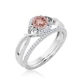thumbnail image 3 of Dazzling Half Halo 1.75 Carat Round Cut Morganite And Diamond Moissanite Engagement Ring Wedding Ring in 925 Sterling Silver With 18k White Gold Plating, Promise Ring, Bridal Set, Matching Band, 3 of 3