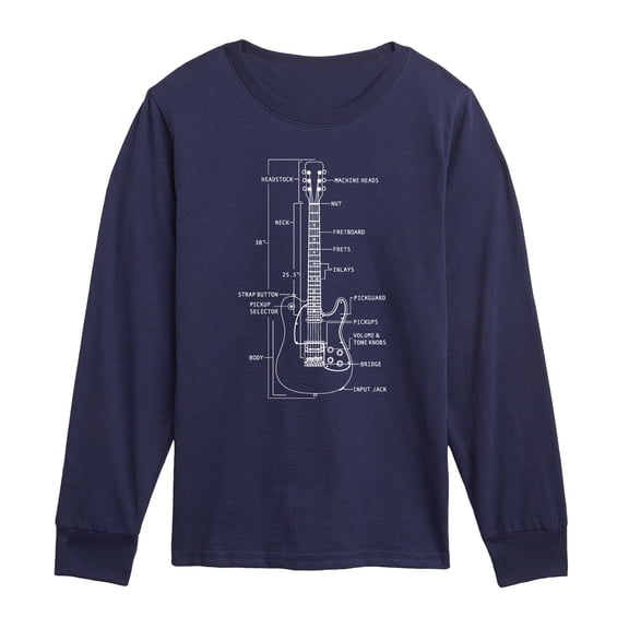 Instant Message - Guitar Diagram Long Sleeve Graphic T-Shirt