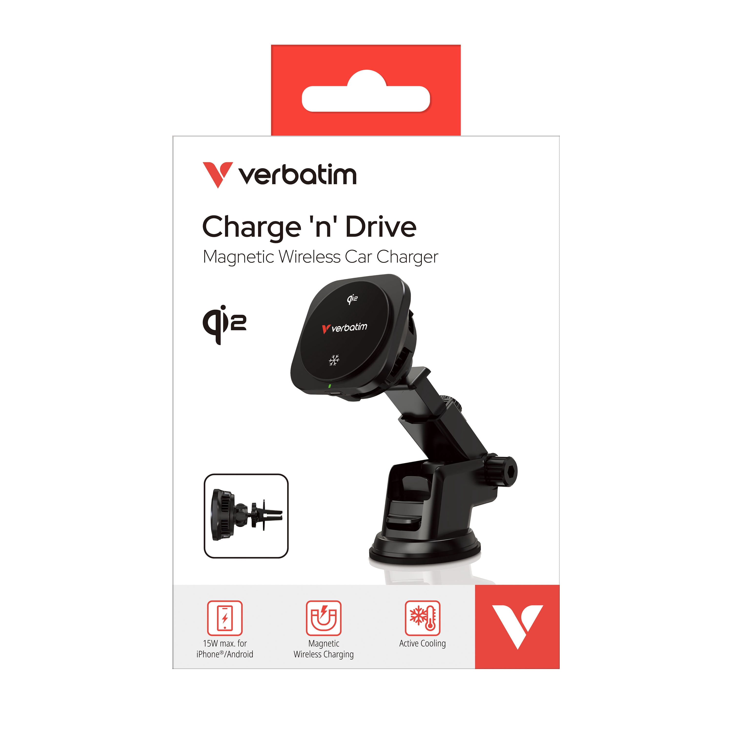 Verbatim Charge ‘n’ Drive Qi2 Magnetic Wireless Car Charger