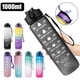 thumbnail image 2 of Botella de agua deportiva con degradado, marcador de tiempo al aire libre, taza de paja esmerilada, tazas de entrenamiento de Fitness a gran escala, botella para beber agua para gimnasio, 1L, 2 of 4