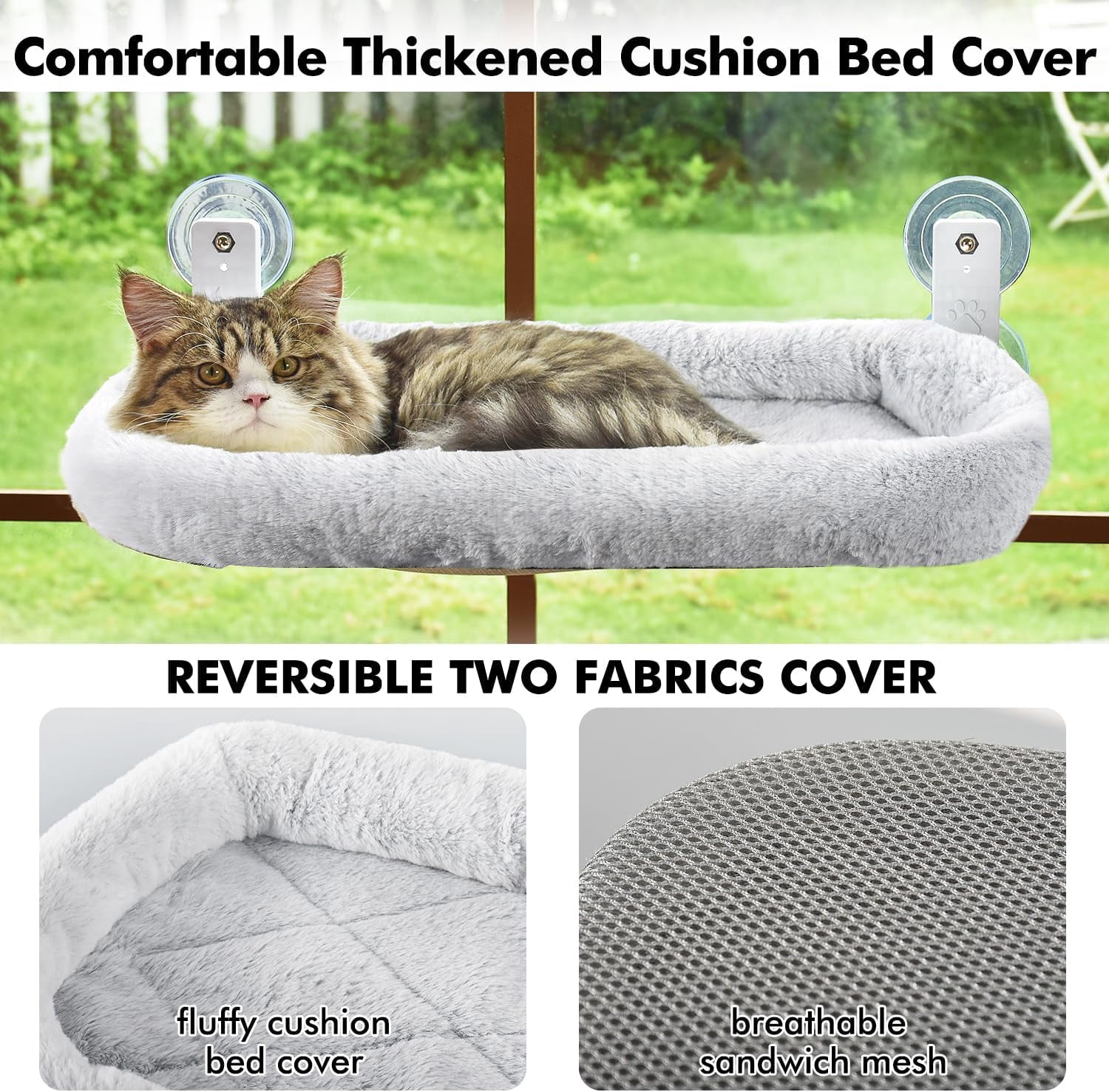 RunMin Grocery Store Cordless Cat Window Perch, Cat Hammock for Wall
