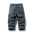 thumbnail image 4 of FRSASU Cargo Capri Pant for Men Stretch Cargo Shorts Casual Drawstring Classic Summer Short with Multi Pockets Gray 3XL, 4 of 4