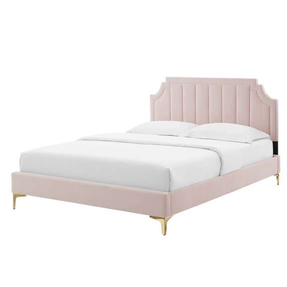 Platform Bed Frame, Twin Size, Velvet, Pink, Modern Contemporary Urban Design, Bedroom Master Guest Suite