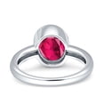 thumbnail image 3 of Bezel Set 10mmX8mm Oval Ring Simulated Ruby CZ 925 Sterling Silver, 3 of 5