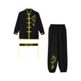 thumbnail image 3 of Doomiva Kids Boys Girls Kung Fu Suit Unisex Children Dragon Embroidery Tai Chi Outfit Chinese Martial Black 150, 3 of 7