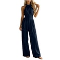 thumbnail image 2 of YuXingFu Womens Jumpsuits for Women Casual Petite Cropped Dress Pants - Cargo Pocket Summer Navy S, 2 of 8