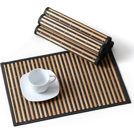 

Placemats Set of 6 Bamboo Table Mats Set 18 × 12 Woven Placemat Washable Heat-Resistant Place Mats for Kitchen and Dining Room