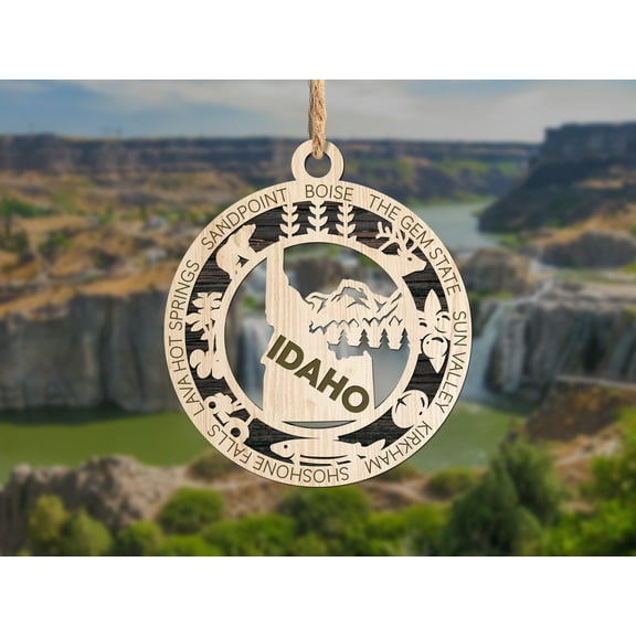 The Cabin Woodworker - Baltic Birch Wood - Idaho State Ornament - Solid Backing