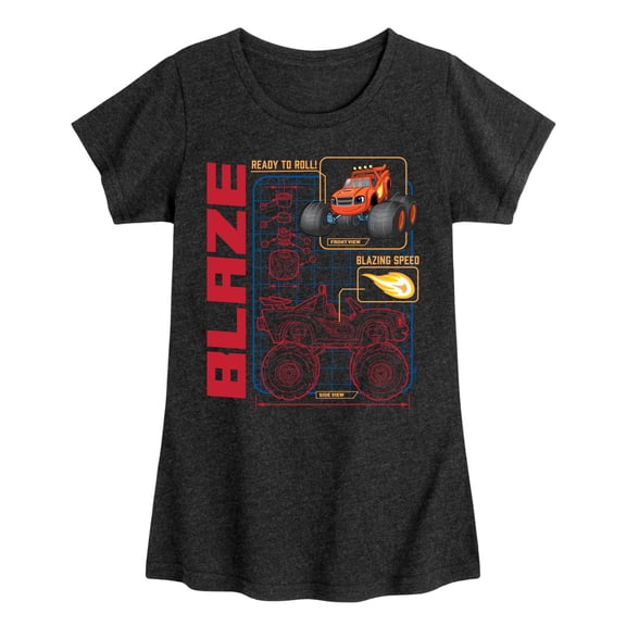 Blaze And The Monseter Machine - Schematic Blaze - Youth Girls Fitted Short Sleeve T-Shirt