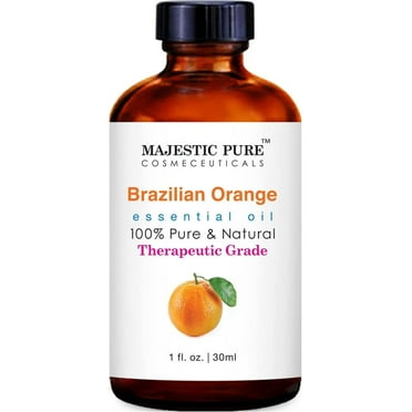 Majestic Pure Brazilian Orange Essential Oil, Premium Grade, Pure and Natural, for Aromatherapy, Massage, Topical & Household Uses, 1 fl oz