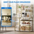 thumbnail image 5 of DWVO 9 Tier Kitchen Bakers Rack with Power Outlets, 39 Freestanding Microwave Stand with Wine Rack & Goblet Holder, Kitchen Storage Shelf Organizer for Home Kitchen, White Gold, 5 of 6