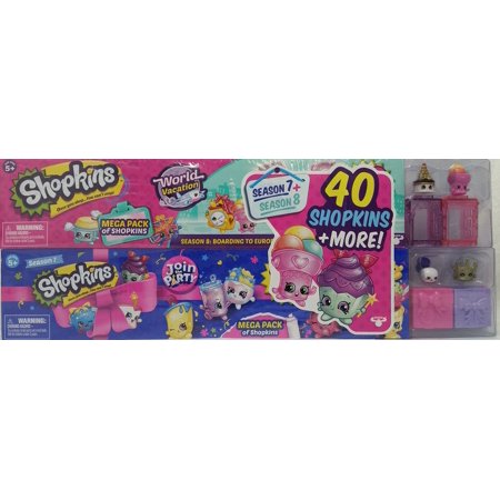 World Parts - Shopkins Mega Pack Bundle of 2, Season 7 Party & 8 World Vacation (Europe), 40 Shopkins