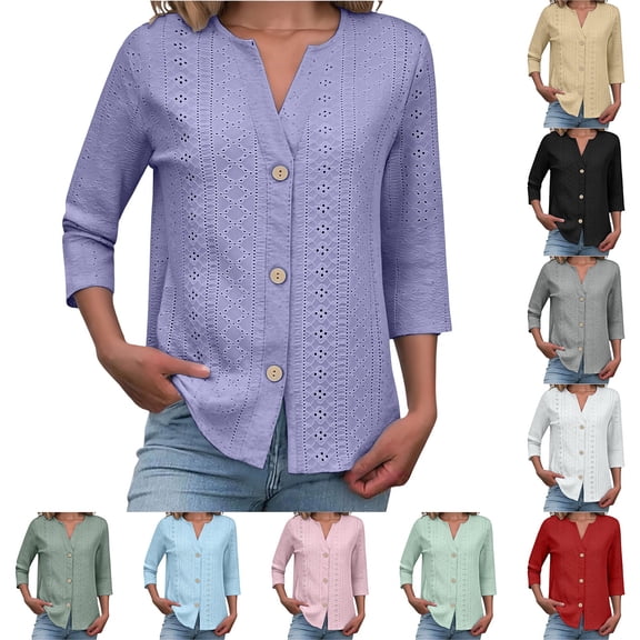 Cooling Shirts for Women Kelon Ladies Tops and Blouses Long Sleeve V Neck Summer Loose Fit Tops Trendy Dressy Casual Work Blouses, 5XL