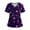 35# Purple, variant on Valentines Tops for Women Heart Printed Stretchy Scrubs V Neck Short Sleeve Nursing Working Uniform with Pocket 2025 Purple S