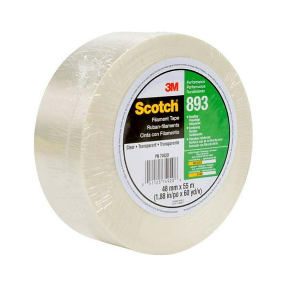Scotch® Filament Tape 893 Clear, 48 mm x 55 m, 24 rolls per case