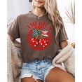 thumbnail image 2 of Trendy America Shirt for Women & Teens Patriotic Stars and Stripes Cherry Bow Tee Espresso Shirt Adult Large, 2 of 4