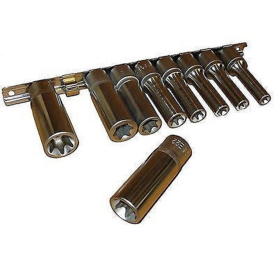 9-Pc 1/2" Drive Female E-Star Socket Set Inside Deep Torx Bit
