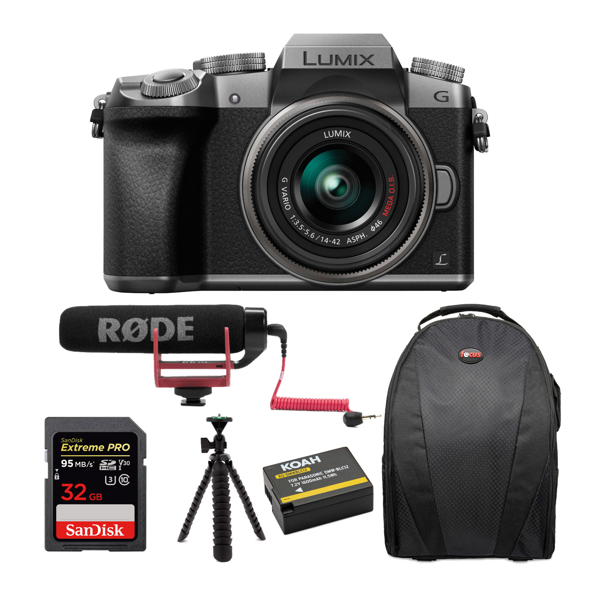 Panasonic LUMIX G7 Mirrorless Camera (Silver) with 1442mm Lens and