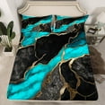 thumbnail image 2 of Homewish Adult Fashion Marble Bed Sheets, Black Cyan Abstract Ombre King Sheets, Modern Artwork Sheet Set, Luxury Bedroom Decor, 4pcs, 2 of 7