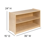 Flash Furniture Hercules Wooden 2 Section School Classroom Storage Cabinet for Commercial or Home Use - Safe, Kid Friendly Design - 24H x 36L (Natural)