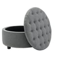 thumbnail image 4 of Porthos Home Nala Round Storage Ottoman, Tufted Fabric, Nailhead trim, 4 of 6