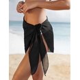 thumbnail image 3 of Pareos cortos para mujer, envoltura de playa, envolturas de bikini transparentes, cubiertas de gasa para trajes de baño, negro Rojo Verde, 3 of 5