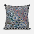 thumbnail image 2 of Glory of Flowers Peacock Throw Pillow with Removable Cover in Gray Yellow 16x16, 2 of 7