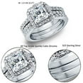 thumbnail image 5 of MABELLA 3 Piece Ring Band Set 1.60Ct Princess Cut Sterling Silver CZ Wedding Engagement for Women Her, 5 of 6