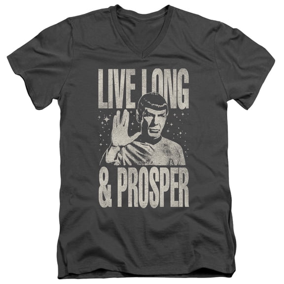 Star Trek Prosper Adult V-Neck 30/1 T-Shirt Charcoal