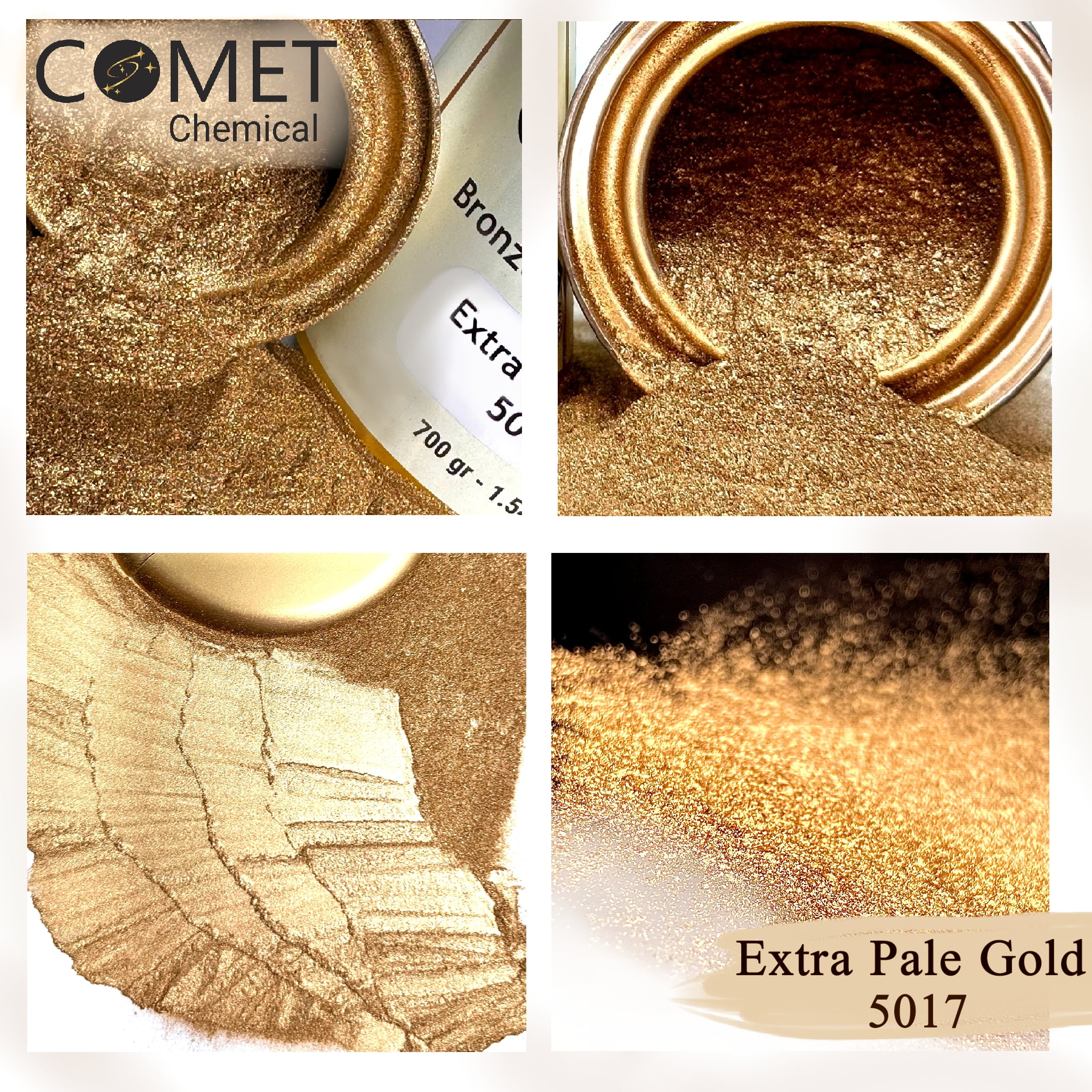 COMETCHEMICAL Metallic Pigment for Solvent, Epoxy Resin, Extra Pale Gold, 1.54lb