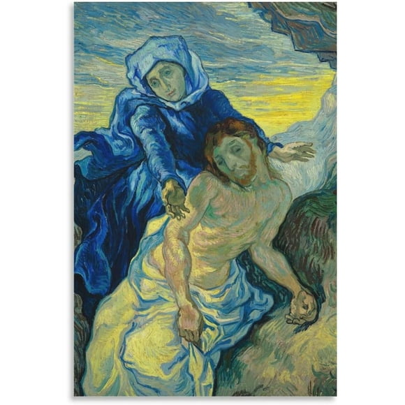 PPHAOSHO Vincent Van Gogh Pieta after Delacroix Vincent Van Gogh Pieta after Delacroix P Poster frameless Painting Canvas Wall Posters Art Picture Print Modern Home Decor 8x12inch